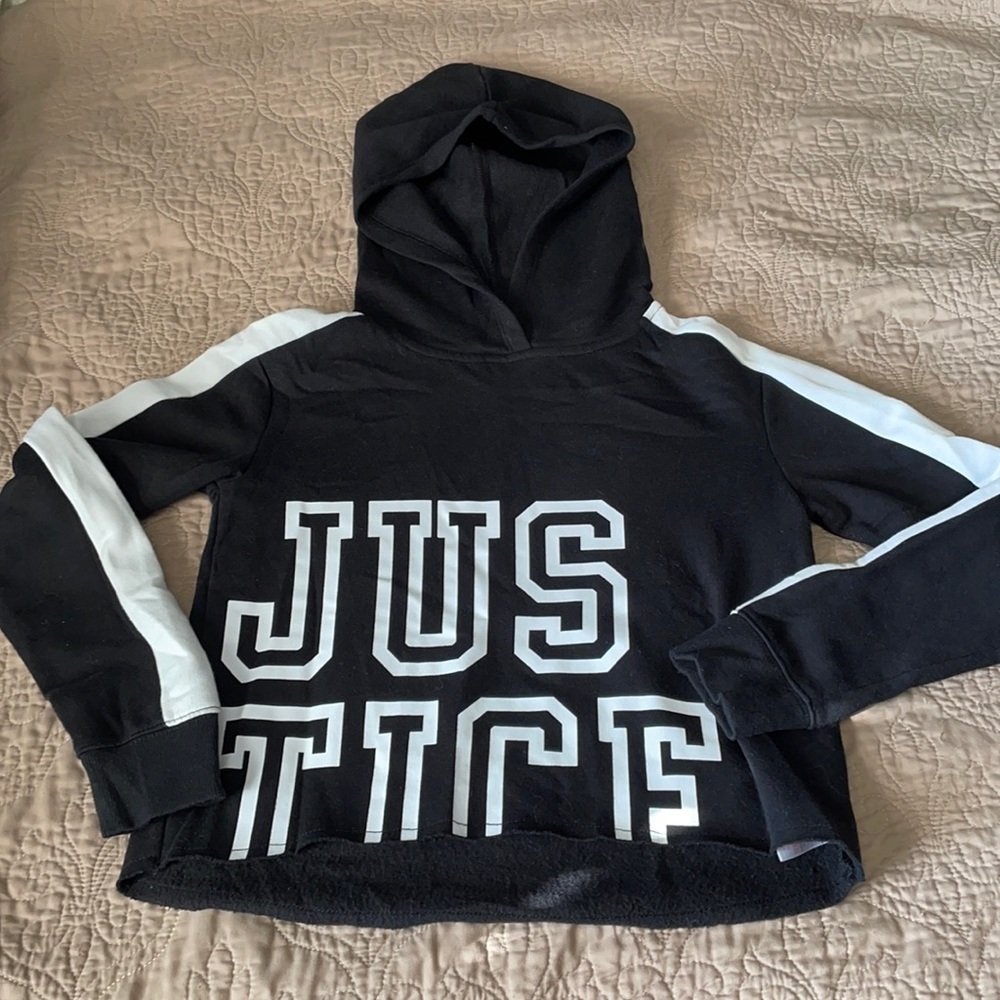 Justice Raw Hem Cropped Hoodie